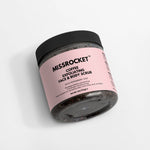 Missrocket coffee body scrub designed to exfoliate, firm, and energize dull skin