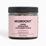 Missrocket coffee exfoliating scrub formulated to smooth skin and boost circulation