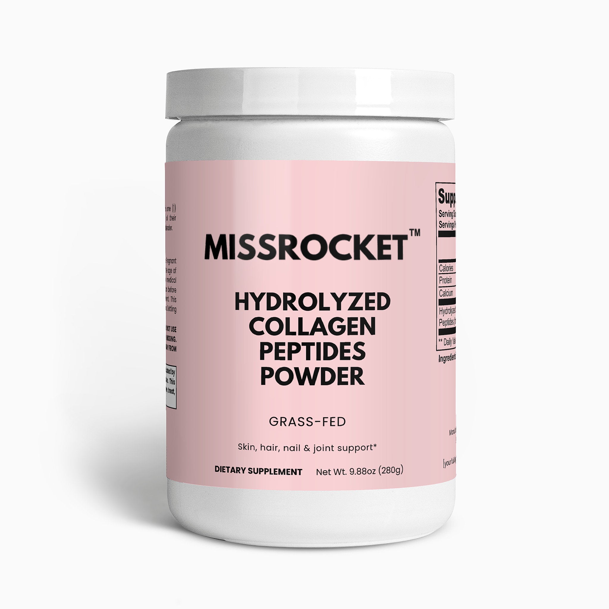 Missrocket hydrolyzed collagen powder formulated to support skin elasticity and strength