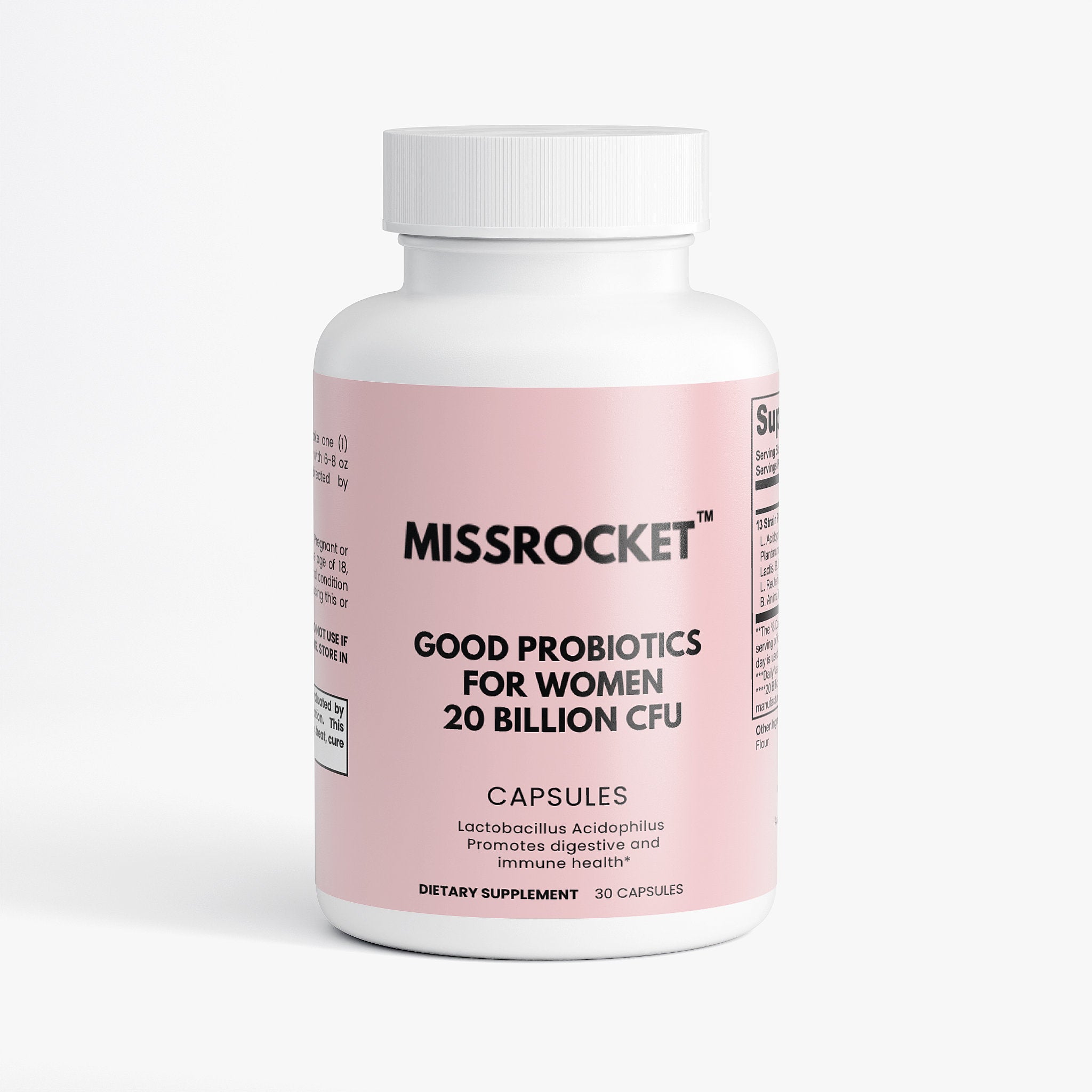 Missrocket probiotic supplement tailored for women to support gut health and overall well-being